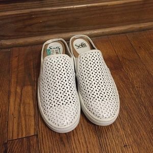 White slip-on flats